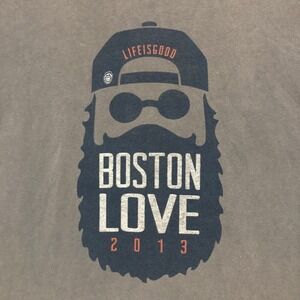 LifeIsGood Boston Love 2013 Graphic T-Shirt Gray Men's Short‎ Sleeve